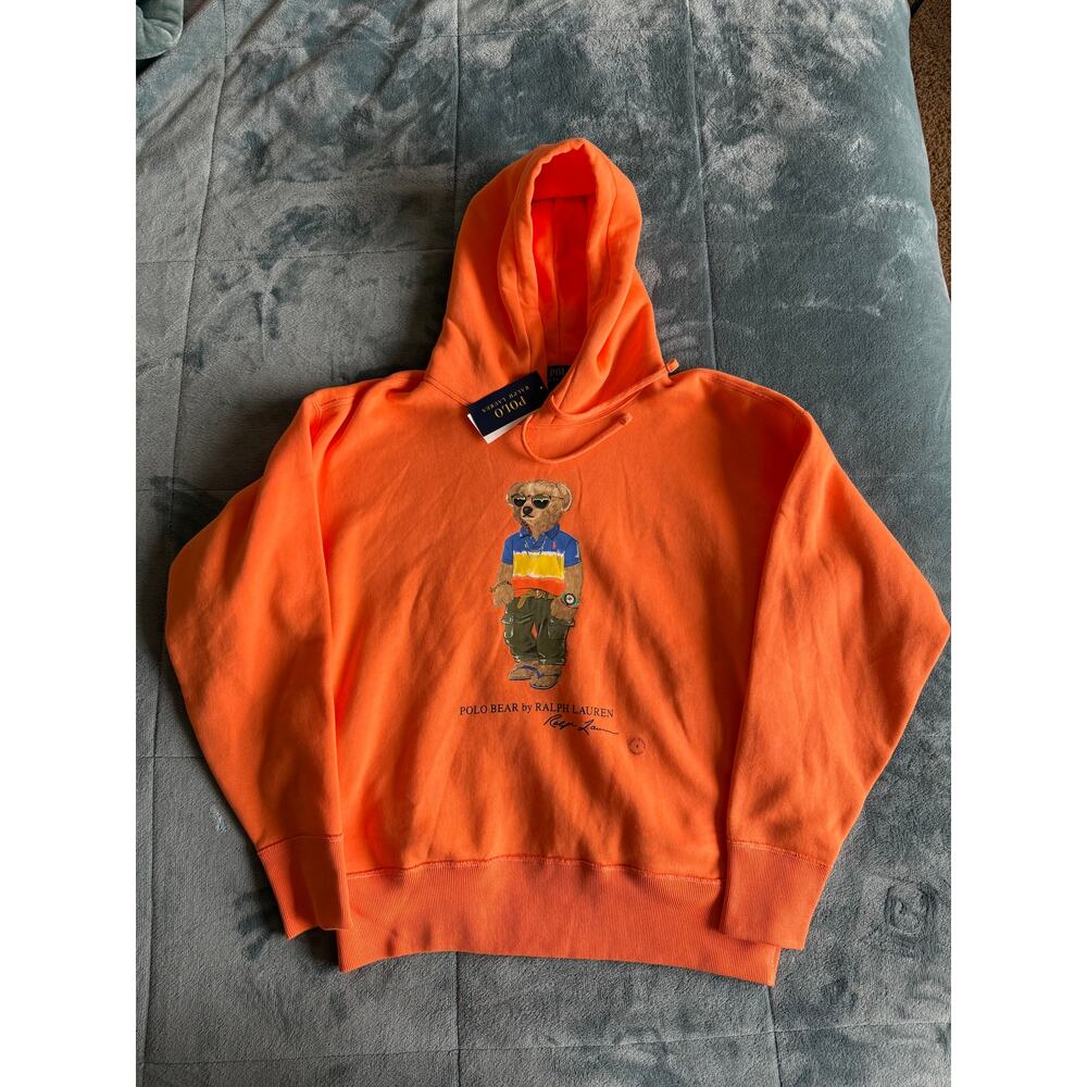 NWT Polo Ralph Lauren Polo Bear Hoodie Men’s S Orange Authentic